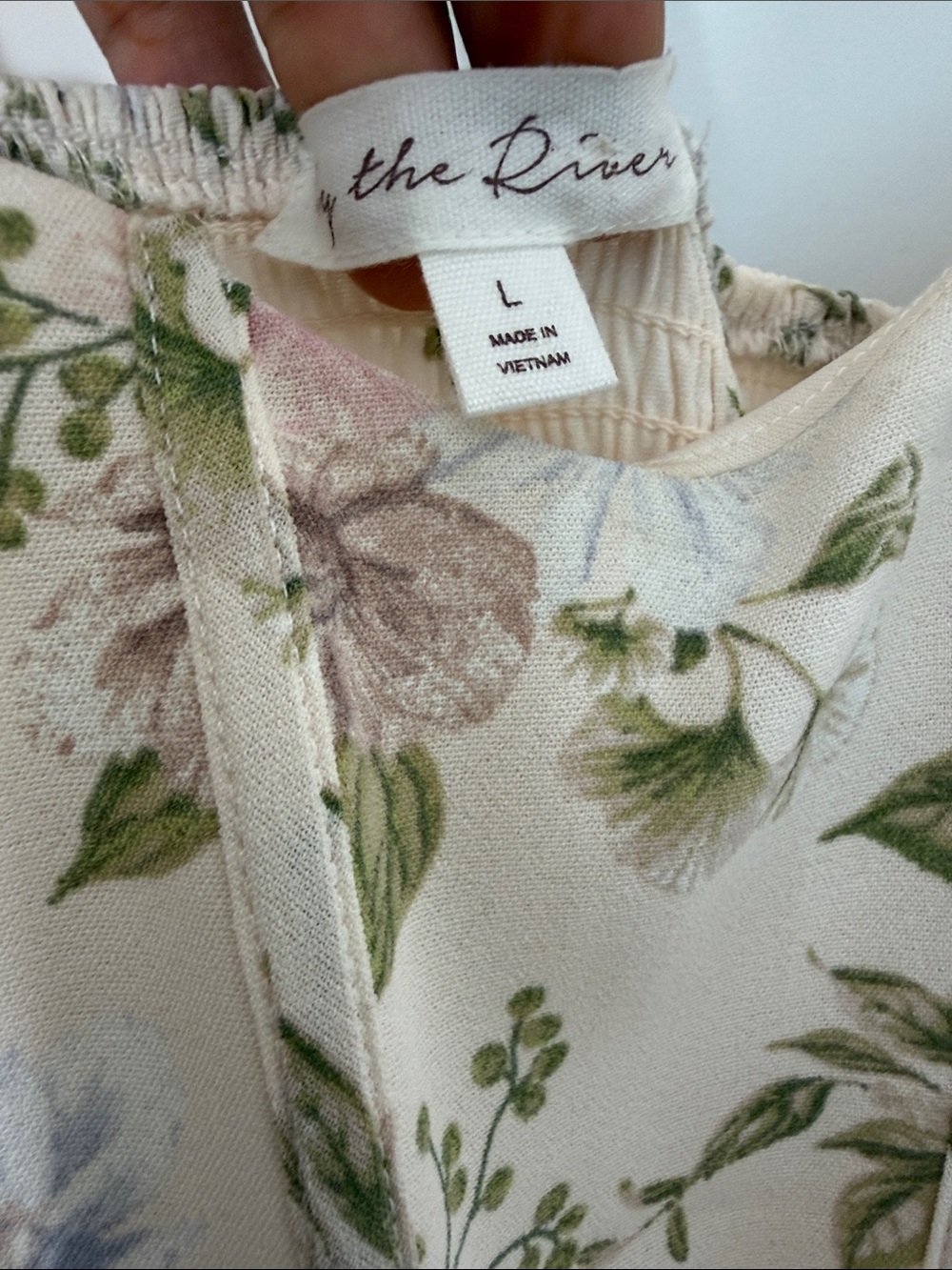 Women's Cream Floral Midi Dress with Tie Straps - Picture 7 of 7